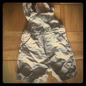 Petit Bateau cotton/linen overall shorts, 6 months